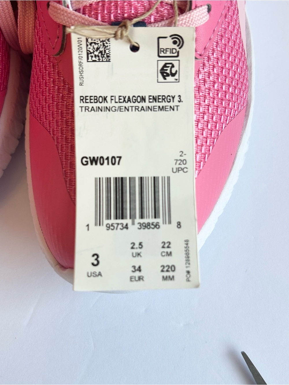 Reebok Girls' Pink and Navy Sneakers Size 3 - Picture 6 of 6